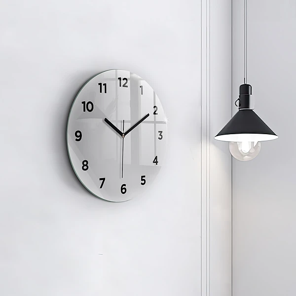 Wanduhr rund mit motiv Farbe hellgrau