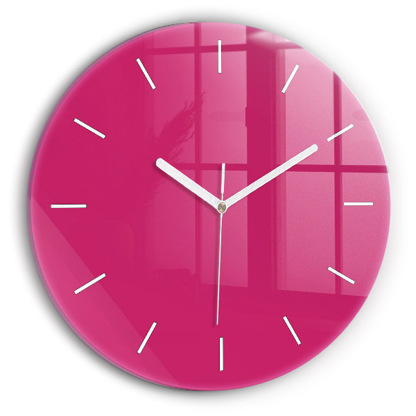 Wanduhr glas rund Farbe kräftiges Rosa