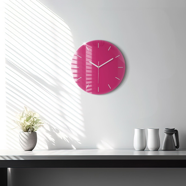 Wanduhr glas rund Farbe kräftiges Rosa