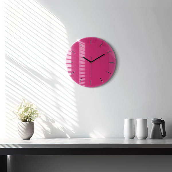 Wanduhr glas rund Farbe kräftiges Rosa