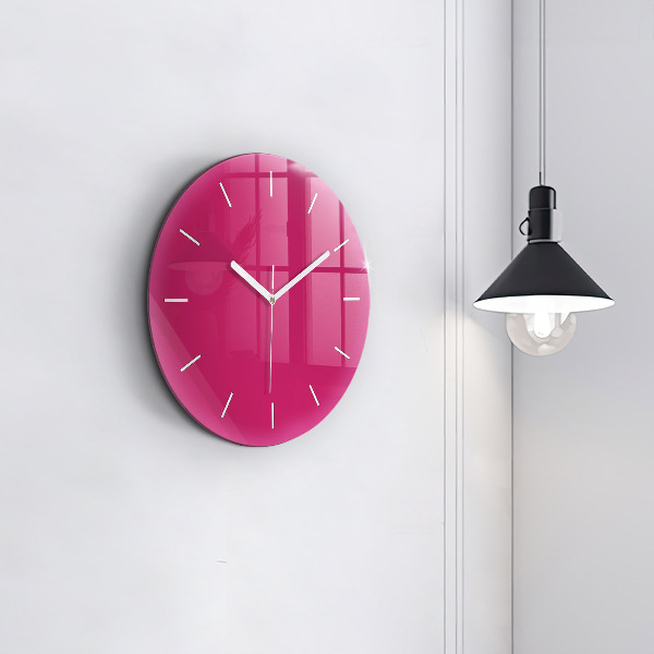 Wanduhr glas rund Farbe kräftiges Rosa