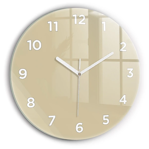 Wanduhr glas rund Farbe beige