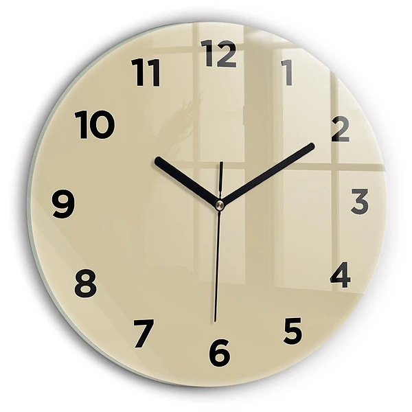 Wanduhr glas rund Farbe beige