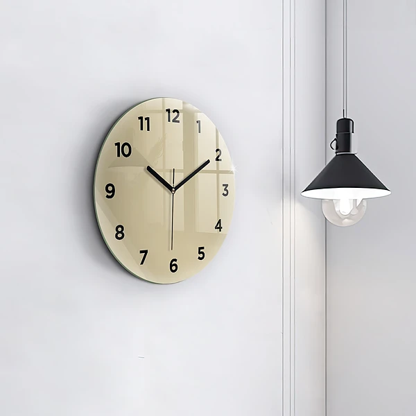 Wanduhr glas rund Farbe beige
