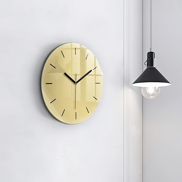 Wanduhr glas rund Farbe cremefarben