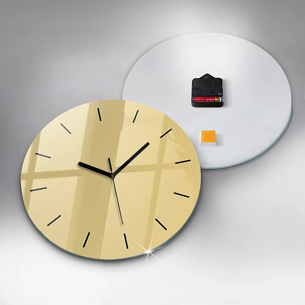 Wanduhr glas rund Farbe cremefarben