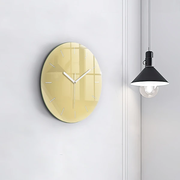 Wanduhr glas rund Farbe cremefarben