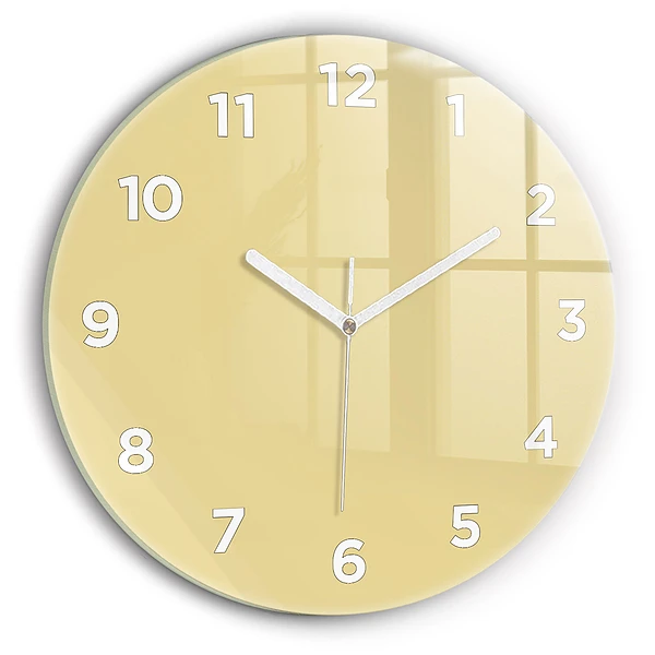 Wanduhr glas rund Farbe cremefarben