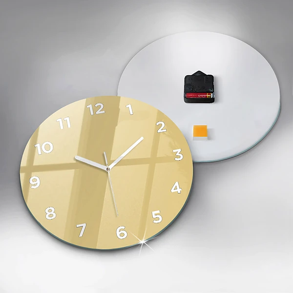 Wanduhr glas rund Farbe cremefarben