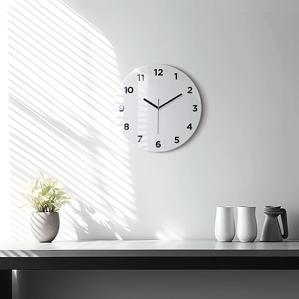 Wanduhr rund mit motiv Farbe dunkelweiß