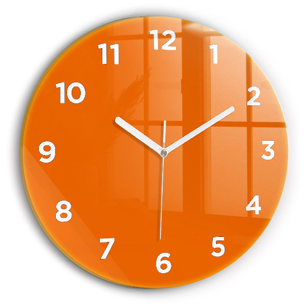Wanduhr glas rund Farbe orange