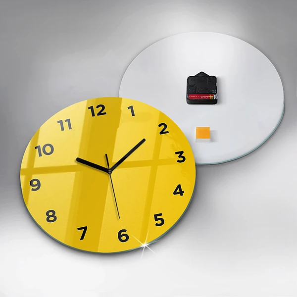 Wanduhr rund Farbe hellgelb