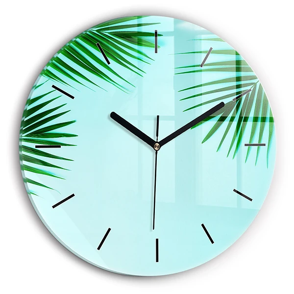 Wanduhr rund Grüne Palmen