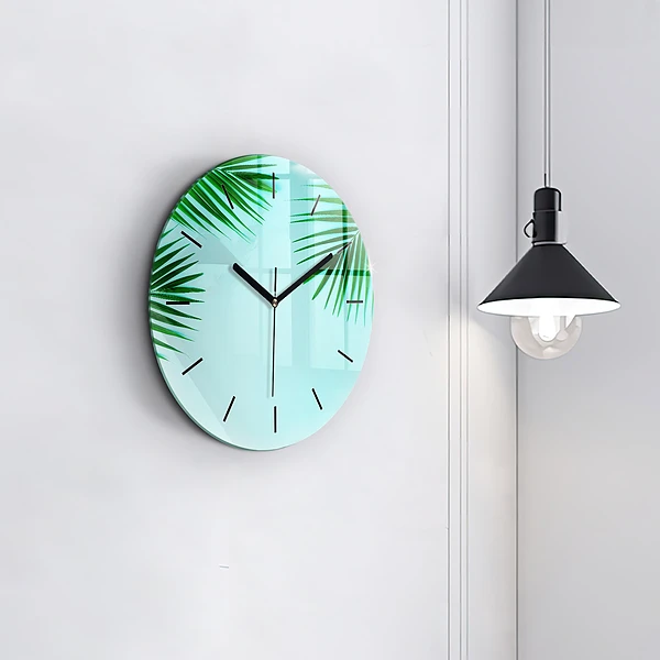 Wanduhr rund Grüne Palmen