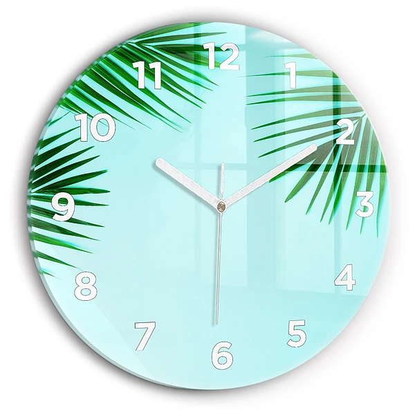 Wanduhr rund Grüne Palmen