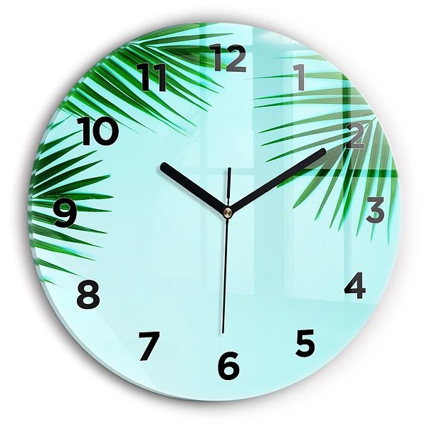 Wanduhr rund Grüne Palmen