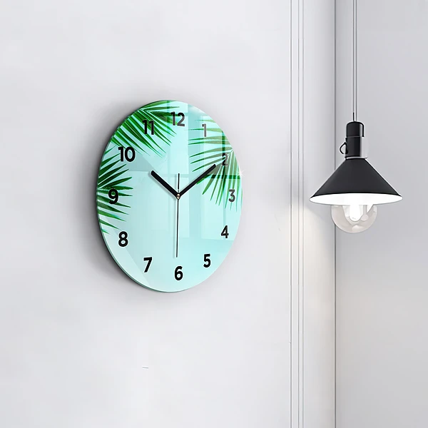 Wanduhr rund Grüne Palmen