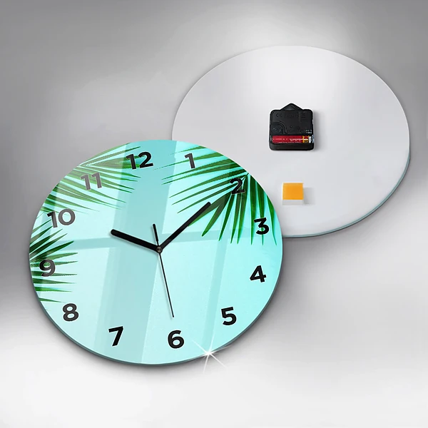 Wanduhr rund Grüne Palmen