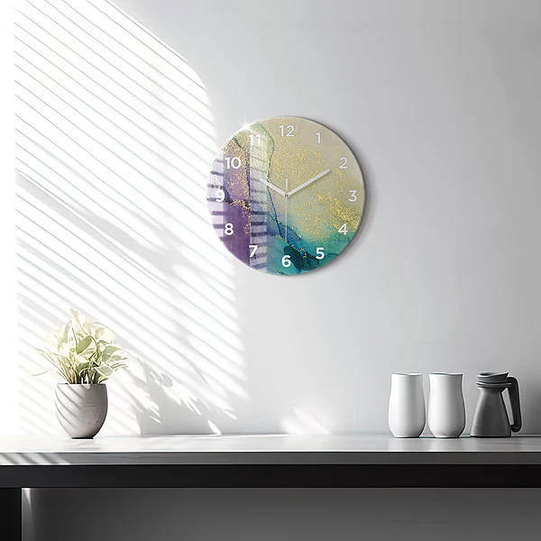 Wanduhr rund Farbige Abstraktion