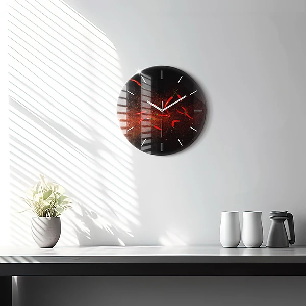 Wanduhr rund Chili-Schoten