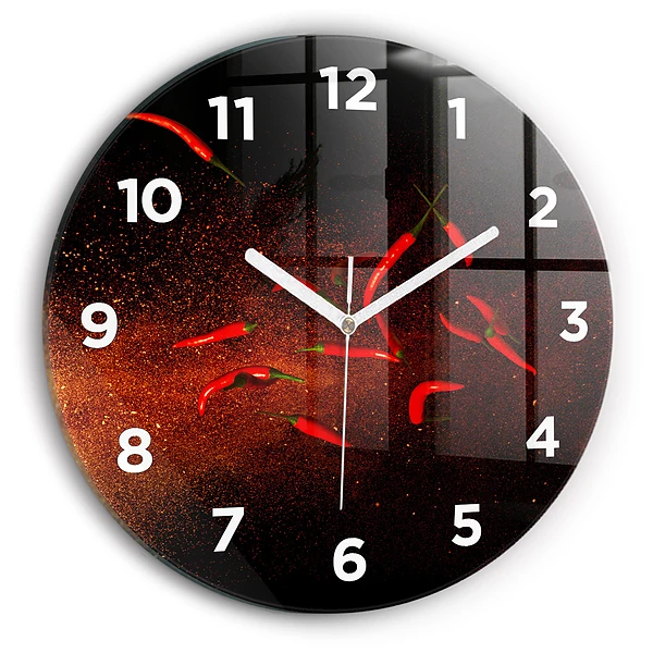 Wanduhr rund Chili-Schoten