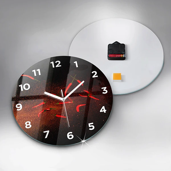 Wanduhr rund Chili-Schoten