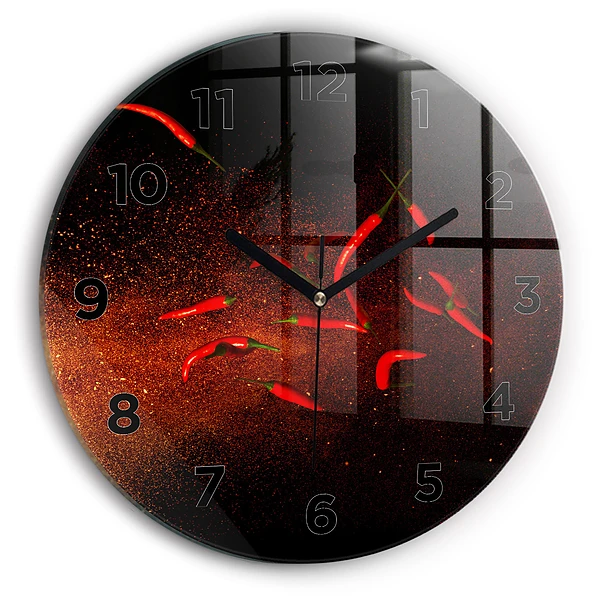 Wanduhr rund Chili-Schoten