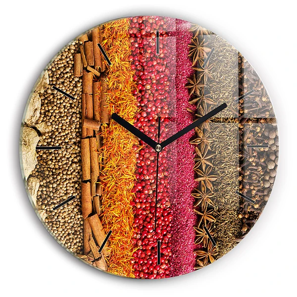 Wanduhr rund mit motiv Reihen von Gewürzen
