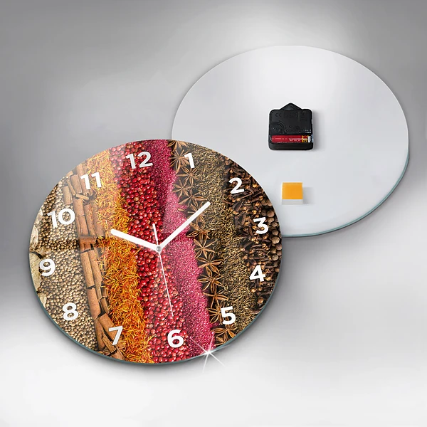 Wanduhr rund mit motiv Reihen von Gewürzen