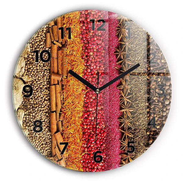 Wanduhr rund mit motiv Reihen von Gewürzen