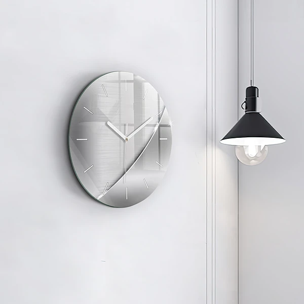 Wanduhr rund mit motiv Silbernes Muster