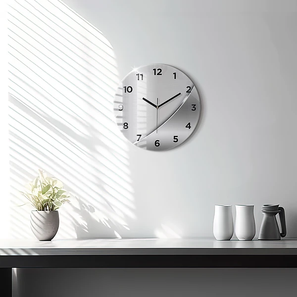 Wanduhr rund mit motiv Silbernes Muster