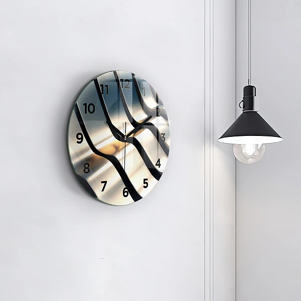 Wanduhr rund Silbernes Muster
