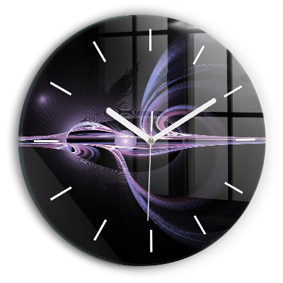 Wanduhr glas rund Violette Abstraktion