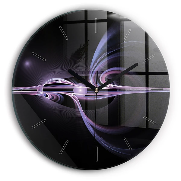 Wanduhr glas rund Violette Abstraktion