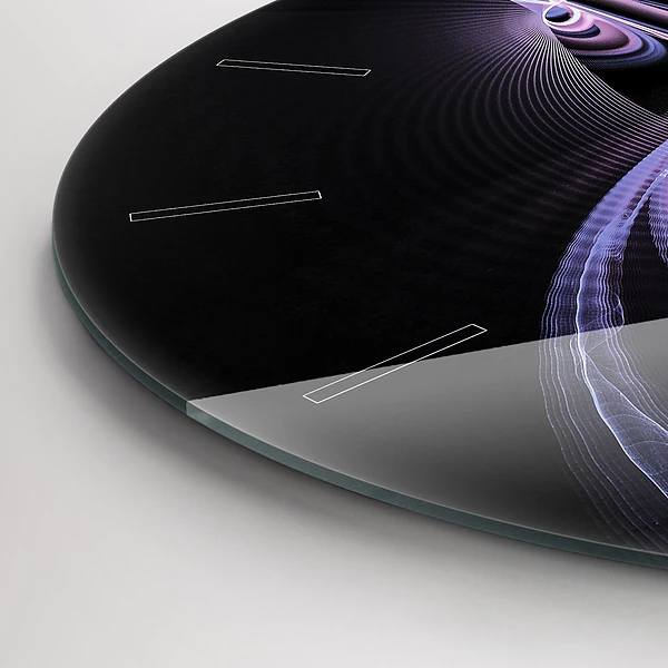 Wanduhr glas rund Violette Abstraktion