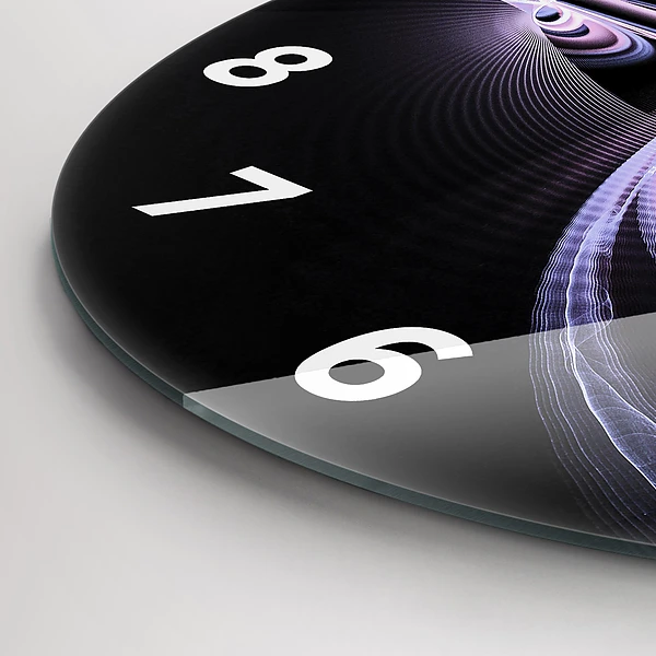 Wanduhr glas rund Violette Abstraktion