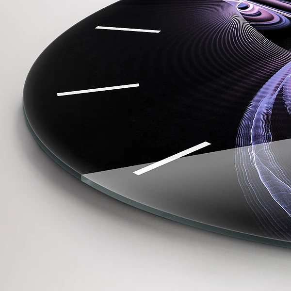 Wanduhr glas rund Violette Abstraktion