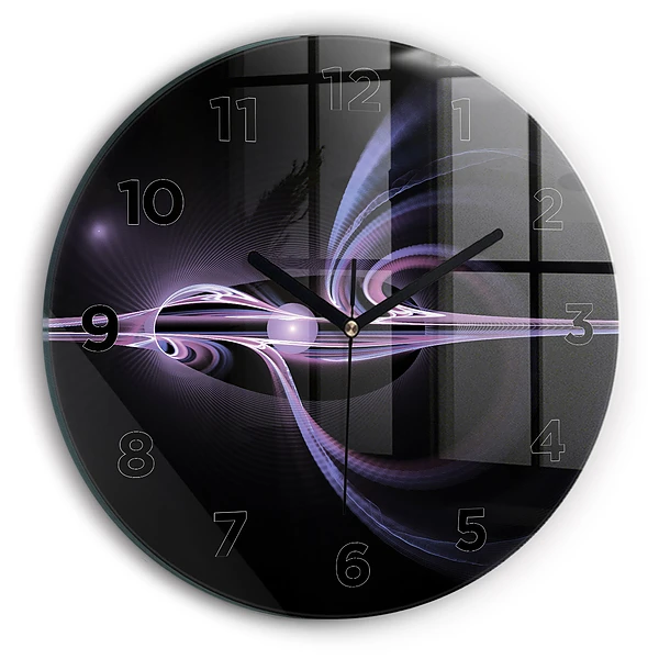 Wanduhr glas rund Violette Abstraktion