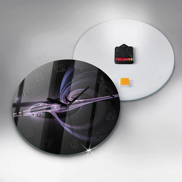 Wanduhr glas rund Violette Abstraktion