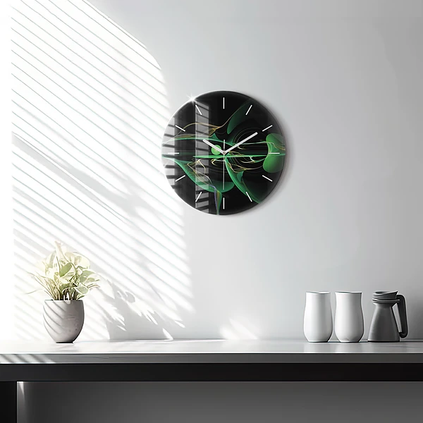 Wanduhr glas rund Grüne Abstraktion