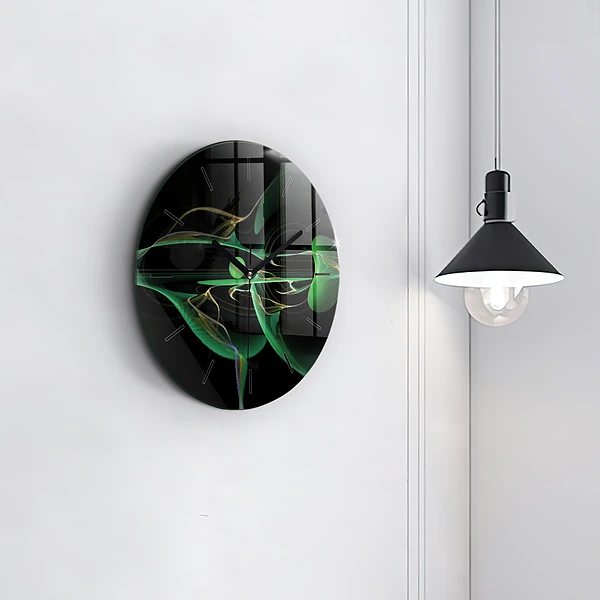 Wanduhr glas rund Grüne Abstraktion