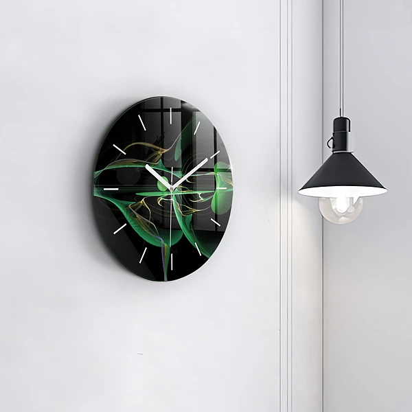 Wanduhr glas rund Grüne Abstraktion