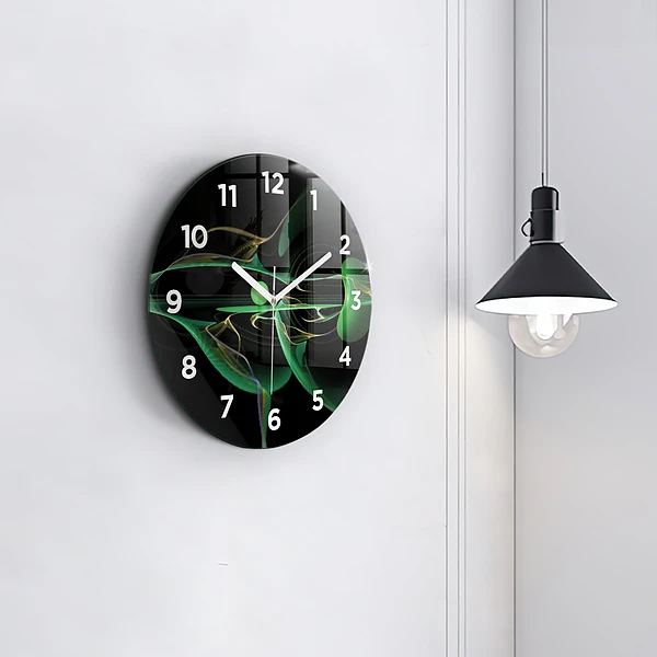 Wanduhr glas rund Grüne Abstraktion