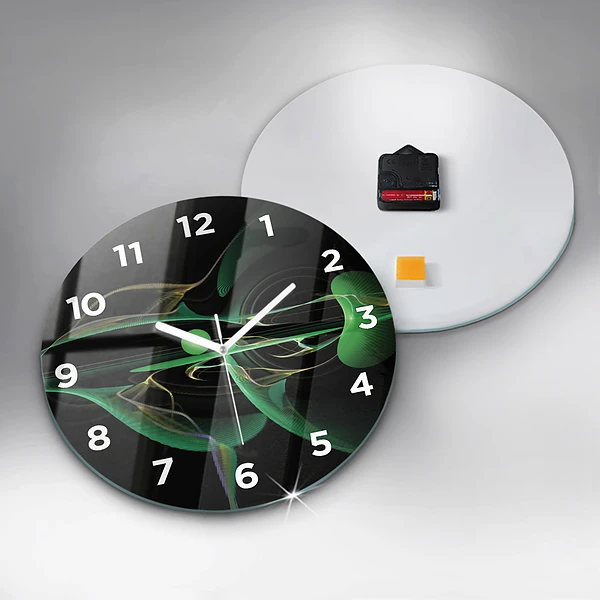 Wanduhr glas rund Grüne Abstraktion