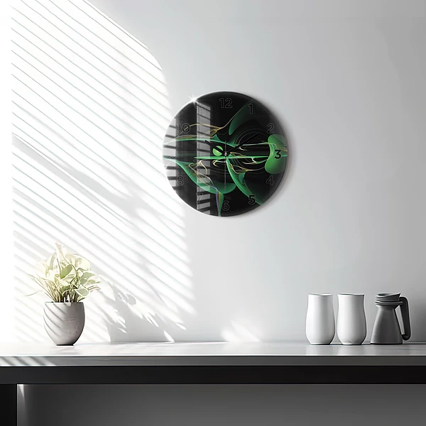 Wanduhr glas rund Grüne Abstraktion