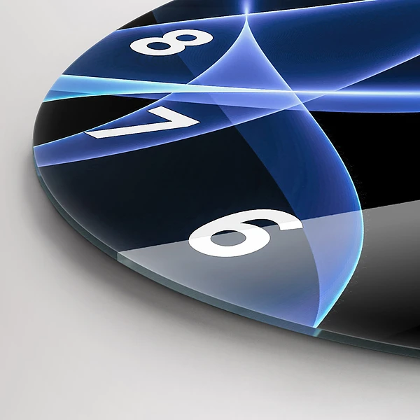 Wanduhr glas rund Blaue Linien