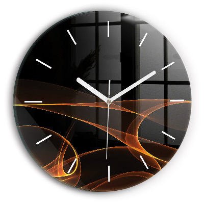 Wanduhr glas rund Orangefarbene Linien