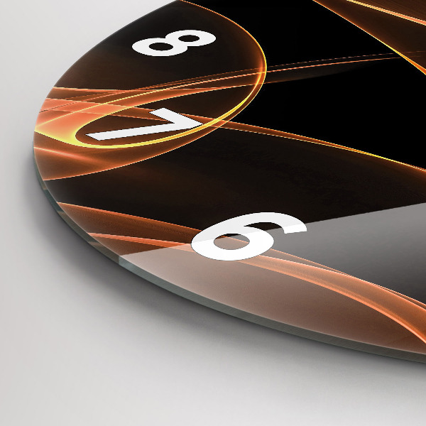 Wanduhr glas rund Orangefarbene Linien