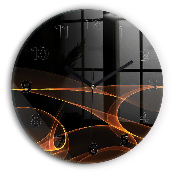 Wanduhr glas rund Orangefarbene Linien